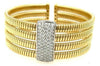 LARGE 1.67CT DIAMOND 18KT 2 TONE GOLD MULTI ROW SNAKE FLEXIBLE BANGLE BRACELET