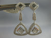 LARGE .96CT DIAMOND 18KT WHITE GOLD ROUND & PRINCESS TRIANGULAR HANGING EARRINGS