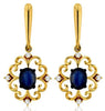 .93CT DIAMOND & AAA SAPPHIRE 14K YELLOW GOLD MULTI HEART FLOWER HANGING EARRINGS