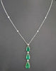 4.81CT DIAMOND & AAA EMERALD 18KT WHITE & YELLOW GOLD 3 STONE TEAR DROP NECKLACE