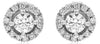 ESTATE .69CT DIAMOND 14KT WHITE GOLD 3D CLASSIC ROUND HALO FLORAL STUD EARRINGS