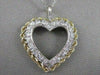 ESTATE DIAMOND 14KT WHITE & YELLOW GOLD ROPE FILIGREE OPEN HEART PENDANT #20123