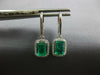 2.30CT DIAMOND & AAA EMERALD 14K WHITE GOLD ROUND & EMERALD CUT HANGING EARRINGS