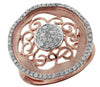 ESTATE LARGE .42CT DIAMOND 14KT ROSE GOLD 3D CLUSTER OPEN FILIGREE FUN LOVE RING