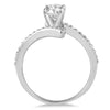 ESTATE 1.01CT DIAMOND 14KT WHITE GOLD 3D SOLITAIRE CRISS CROSS ENGAGEMENT RING