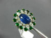 ANTIQUE LARGE 6.3CT DIAMOND AAA SAPPHIRE & EMERALD PLATINUM 18K YELLOW GOLD RING