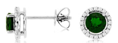 ESTATE 1.25CT DIAMOND & AAA RUSSALITE 14K WHITE GOLD 3D ROUND HALO STUD EARRINGS