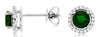 ESTATE 1.25CT DIAMOND & AAA RUSSALITE 14K WHITE GOLD 3D ROUND HALO STUD EARRINGS