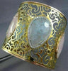 LARGE 22.66CT DIAMOND AAA AQUAMARINE & PINK QUARTZ 14K 2 TONE GOLD 3D BRACELET