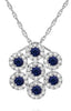.59CT DIAMOND & AAA SAPPHIRE 14K WHITE GOLD 3D MULTI FLOWER FUN FLOATING PENDANT