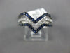 ESTATE .75CT DIAMOND & AAA SAPPHIRE 18KT WHITE GOLD V SHAPE STACKABLE FUN RING