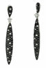 1.13CT WHITE & BLACK DIAMOND 14K WHITE GOLD ELONGATED TEAR DROP HANGING EARRINGS