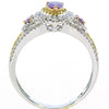 .58CT WHITE PINK & FANCY YELLOW DIAMOND 18KT TRI COLOR GOLD PEAR SHAPE HALO RING