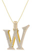ESTATE LARGE 1.79CT DIAMOND 14KT YELLOW GOLD 3D W INITIAL FUN FLOATING PENDANT