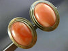 ESTATE LARGE AAA CORAL 14KT YELLOW GOLD 3D CLASSIC OVAL CLIP ON EARRINGS #25882