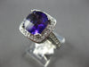 LARGE 4CT DIAMOND & AAA AMETHYST 14KT WHITE GOLD CUSHION & ROUND ENGAGEMENT RING