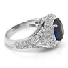 ESTATE LARGE 6.53CT DIAMOND & AAA SAPPHIRE 18KT WHITE GOLD CUSHION & ROUND RING