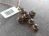 7.87CT BLACK DIAMOND & AAA SMOKY TOPAZ 14KT ROSE GOLD 3D FILIGREE CROSS PENDANT