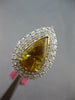 GIA 6.61CT WHITE & CANARY DIAMOND 18KT 2 TONE GOLD 3D PEAR SHAPE ENGAGEMENT RING