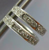 ANTIQUE .36CT DIAMOND 18KT WHITE GOLD SQUARE FILIGREE HUGGIE HOOP EARRINGS #7531