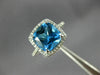 ESTATE 2.90CT DIAMOND & AAA BLUE TOPAZ 14KT WHITE GOLD CUSHION SQUARE HALO RING