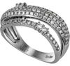 ESTATE .77CT DIAMOND 18K WHITE GOLD CLASSIC ROUND MULTI ROW SPLIT SHANK FUN RING