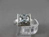 ESTATE 1.08CT DIAMOND & AAA AQUAMARINE 14KT WHITE GOLD SQUARE HALO COCKTAIL RING