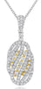 ESTATE .52CT DIAMOND 18K 2 TONE GOLD MULTI ROW CLUSTER OVAL FUN FLOATING PENDANT