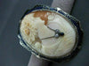 ANTIQUE LARGE DIAMOND FILIGREE BLUE ENAMEL LADY CAMEO 14KT WHITE PENDANT #22634