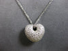 ESTATE .50CT DIAMOND 14KT WHITE GOLD 3D CLASSIC ROUND PAVE PUFF HEART PENDANT