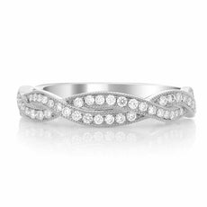 DIAMOND 14KT WHITE GOLD 3D INFINITY ROPE FILIGREE SEMI ETERNITY ANNIVERSARY RING