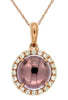 1.52CT DIAMOND & AAA CABOCHON AMETHYST 14KT ROSE GOLD 3D HALO FLOATING PENDANT