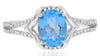 1.44CT DIAMOND & BLUE TOPAZ 14K WHITE GOLD OVAL DOUBLE HEART SOLITAIRE LOVE RING