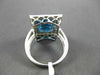 ANTIQUE 8.17CT DIAMOND & AAA BLUE TOPAZ 14K WHITE GOLD FILIGREE EMERALD CUT RING