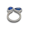 LARGE 3.86CT DIAMOND AAA SAPPHIRE 18KT WHITE GOLD PEAR SOLITAIRE FRIENDSHIP RING