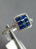 ESTATE .74CT DIAMOND & AAA SAPPHIRE 18KT WHITE GOLD PRINCESS & ROUND SQUARE RING