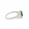 .88CT DIAMOND & AAA EMERALD 18K 2 TONE GOLD PEAR SHAPE & ROUND 3 STONE HALO RING
