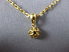 ESTATE SMALL .20CT DIAMOND 18KT YELLOW GOLD 3D CLUSTER FLOWER LOVE PENDANT