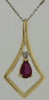.47CT DIAMOND & AAA RUBY 14KT YELLOW GOLD PEAR SHAPE & ROUND TEAR DROP PENDANT