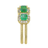 2.2CT DIAMOND & AAA EMERALD 18K YELLOW GOLD SQUARE 5 STONE HALO ANNIVERSARY RING