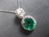 LARGE 2.26CT DIAMOND & AAA COLOMBIAN EMERALD 18KT WHITE GOLD HALO PENDANT #28060