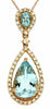 ESTATE 2.0CT DIAMOND & AAA AQUAMARINE 14K ROSE GOLD PEAR SHAPE TEAR DROP PENDANT