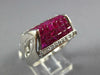 5.42CT DIAMOND & AAA RUBY 18KT WHITE GOLD 3D ROUND & PRINCESS PYRAMID MENS RING