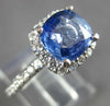 LARGE 2.64CT DIAMOND & AAA CEYLON SAPPHIRE 14KT WHITE GOLD CUSHION RING #27173
