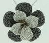 ESTATE 1.25CT WHITE & BLACK DIAMOND 14KT WHITE GOLD 3D ROSE FLOWER LOVE PENDANT
