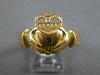 ESTATE LARGE 14KT YELLOW GOLD 3D CLASSIC IRISH CLADDAGH LOVE RING