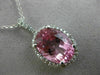 ESTATE LARGE 6.27CT DIAMOND & PINK TOPAZ 14KT GOLD 3D OVAL HALO FLOATING PENDANT