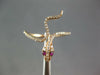 ESTATE .20CT DIAMOND & AAA RUBY 14KT ROSE GOLD 3D CLASSIC SNAKE FUN RING