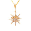 ESTATE .66CT DIAMOND 18K YELLOW GOLD 3D CLASSIC SUNBURST FLOWER FLOATING PENDANT