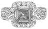 LARGE 1.20CT DIAMOND 18KT WHITE GOLD 3D ROUND & BAGUETTE SQUARE SEMI MOUNT RING